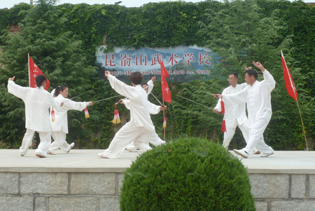 Chinese Tai Ji assists performed in Kunyu mountain China