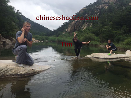 Performing Shaolin animal kungfu in Kunyu mountain Shaolin martial arts academy